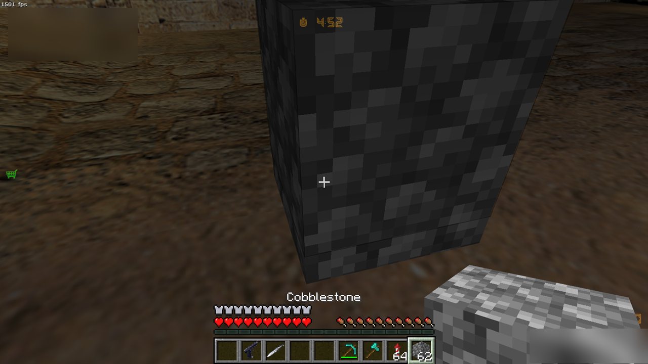 Cobblestone blocks placed on the dust2 floor